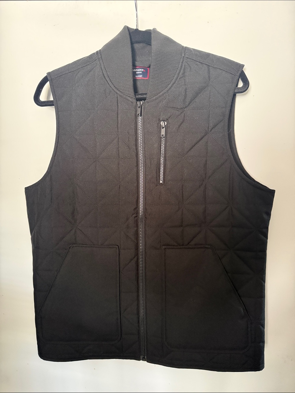 UNTUCKit Black Quilted Vest with Zip Chest Pocket